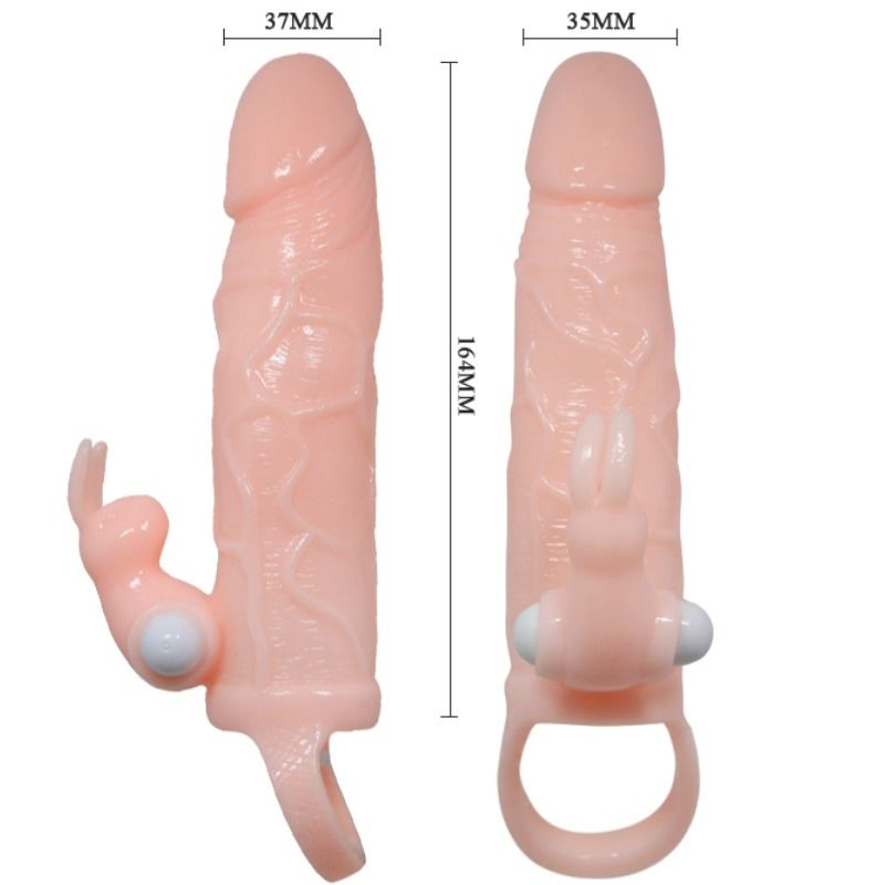 BAILE - BRAVE MAN PENIS COVER WITH RABBIT AND DOUBLE ENGINE FLESH 16.5 CM BAILE FOR HIM