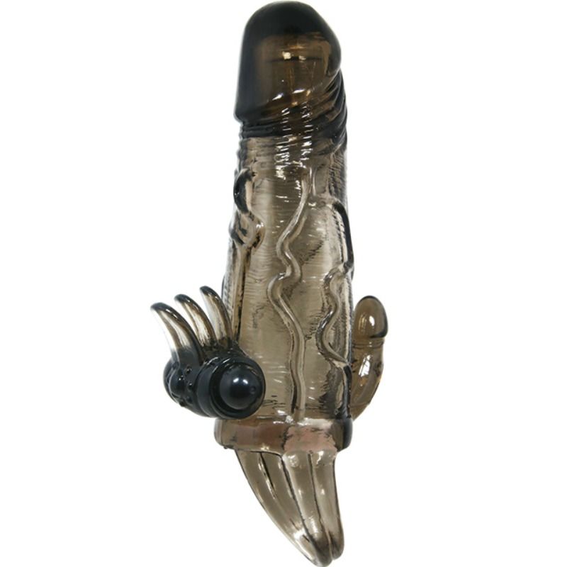 BAILE - BRAVE MAN PENIS COVER WITH CLIT AND ANAL STIMULATION DOUBLE BULLET BLACK 16.5 CM BAILE FOR HIM