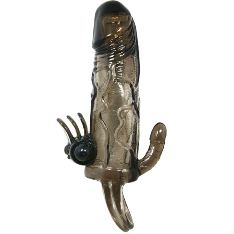 BAILE - BRAVE MAN PENIS COVER WITH CLIT AND ANAL STIMULATION DOUBLE BULLET BLACK 16.5 CM BAILE FOR HIM