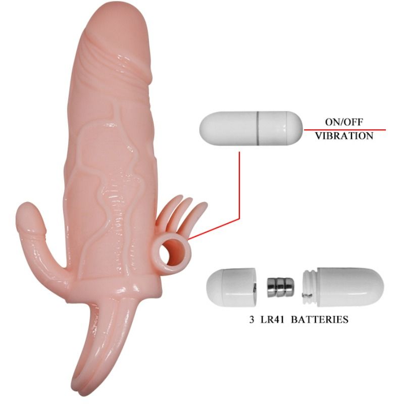 BAILE - BRAVE MAN PENIS COVER WITH CLIT AND ANAL STIMULATION FLESH 16.5 CM BAILE FOR HIM