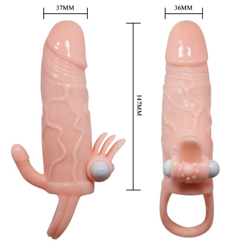 BAILE - BRAVE MAN PENIS COVER WITH CLIT AND ANAL STIMULATION FLESH 16.5 CM BAILE FOR HIM