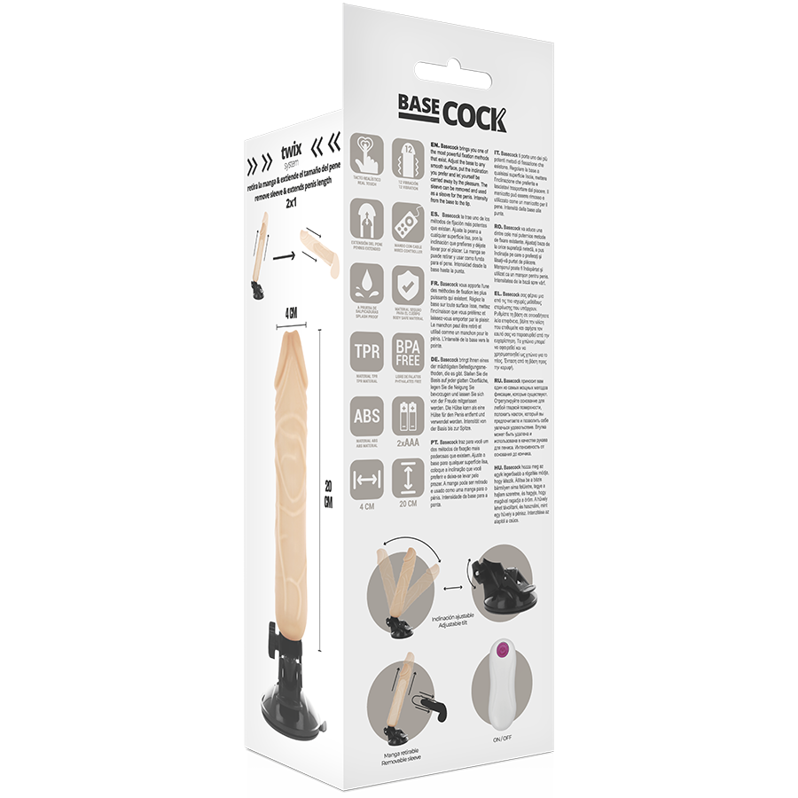 BASECOCK - REALISTIC VIBRATOR REMOTE CONTROL FLESH 20 CM -O- 4 CM BASECOCK