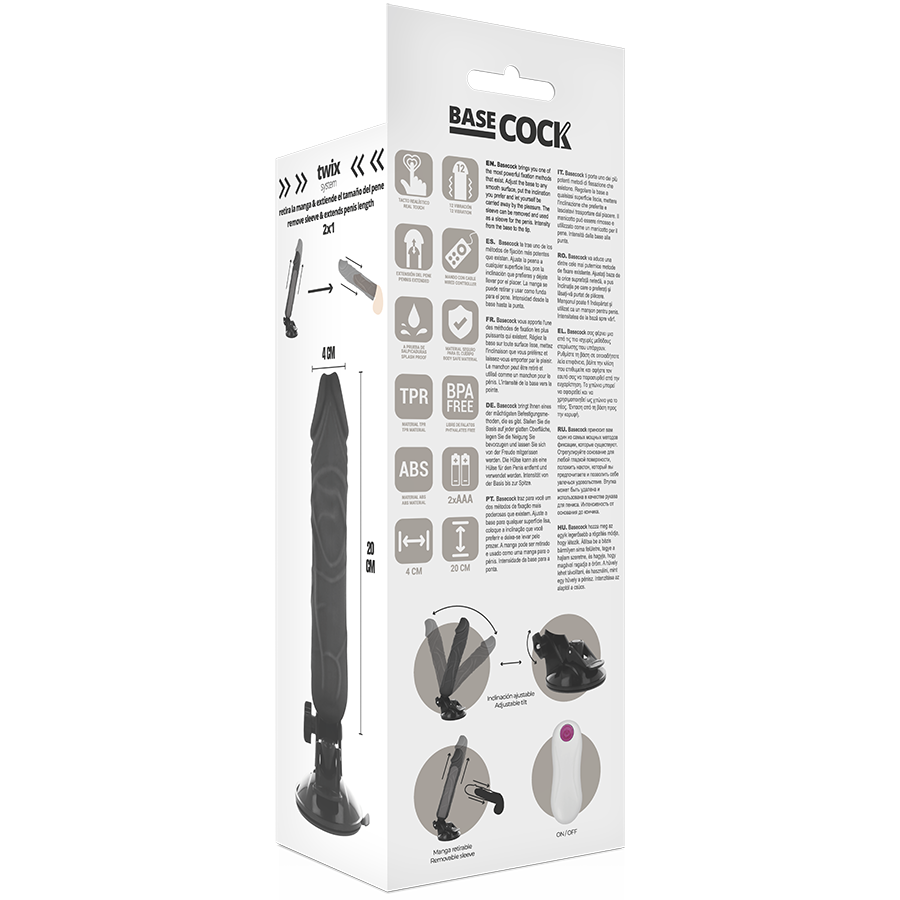 BASECOCK - REALISTIC VIBRATOR REMOTE CONTROL FLESH 20 CM -O- 4 CM BASECOCK