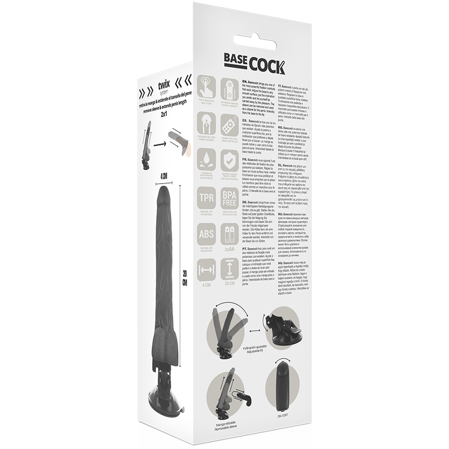 BASECOCK - REALISTIC NATURAL REMOTE CONTROL VIBRATOR WITH TESTICLES 20 CM -O- 4 CM BASECOCK