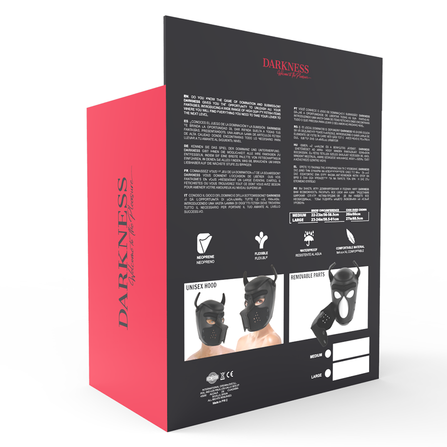 DARKNESS - NEOPRENE DOG MASK WITH REMOVABLE MUZZLE L DARKNESS BONDAGE