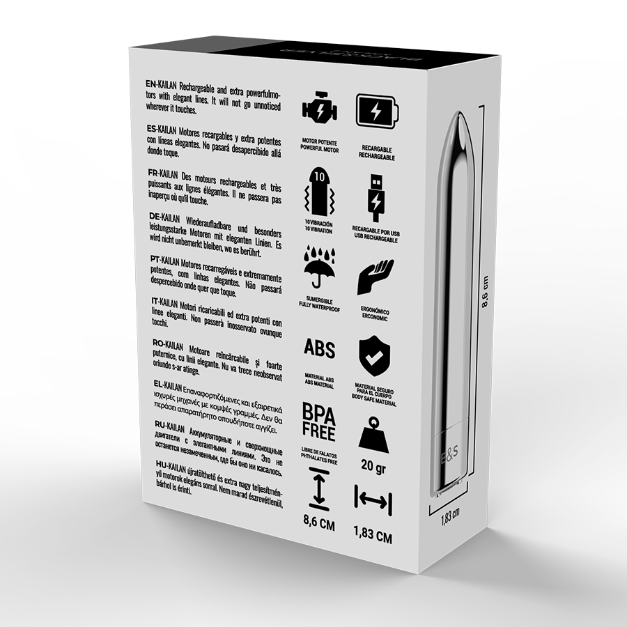 BLACK&SILVER - KAILAN 2 SILVER VIBRATING MAGNETIC BULLET BLACK&SILVER