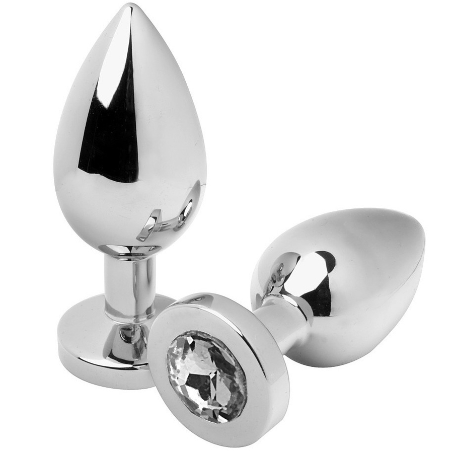 METAL HARD - ANAL PLUG DIAMOND TRANSPARENT MEDIUM 7.62CM METAL HARD