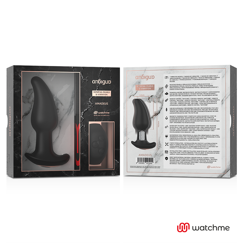 ANBIGUO - WATCHME REMOTE CONTROL ANAL PLUG VIBRATOR WITH ROTATION OF AMADEUS PEARLS ANBIGUO