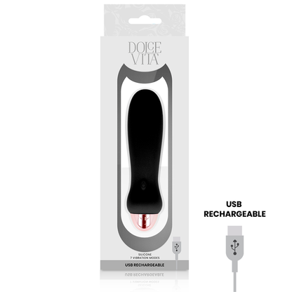 DOLCE VITA - RECHARGEABLE VIBRATOR FIVE BLACK 7 SPEEDS DOLCE VITA