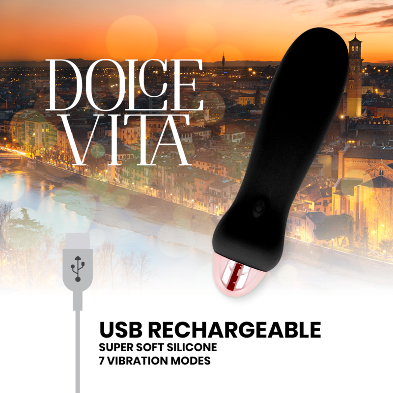 DOLCE VITA - RECHARGEABLE VIBRATOR FIVE BLACK 7 SPEEDS DOLCE VITA