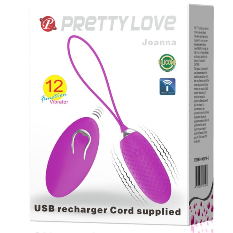 PRETTY LOVE - JOANNA VIBRATING EGG REMOTE CONTROL 12 MODES - ToysByMonk