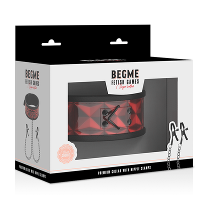 BEGME - RED EDITION COLLAR WITH NIPPLE CLAMPS WITH NEOPRENE LINING BEGME RED EDITION