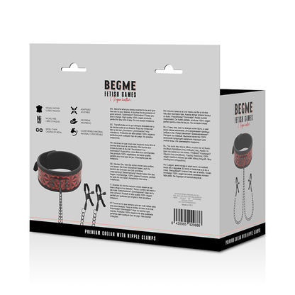BEGME - RED EDITION COLLAR WITH NIPPLE CLAMPS WITH NEOPRENE LINING BEGME RED EDITION