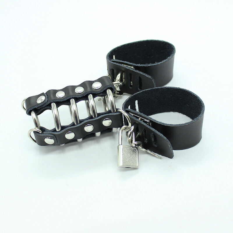 OHMAMA FETISH - PENIS CAGE WITH METAL RINGS AND LEATHER STRAPS - ToysByMonk