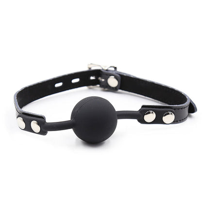 OHMAMA FETISH - SILICONE BALL GAG WITH LEATHER BELT (PADLOCK INCLUDED) - ToysByMonk