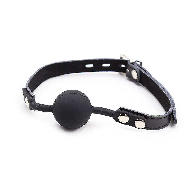 OHMAMA FETISH - SILICONE BALL GAG WITH LEATHER BELT (PADLOCK INCLUDED) OHMAMA FETISH