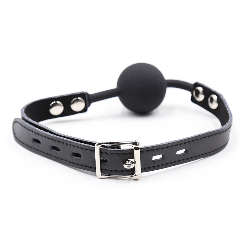 OHMAMA FETISH - SILICONE BALL GAG WITH LEATHER BELT (PADLOCK INCLUDED) OHMAMA FETISH