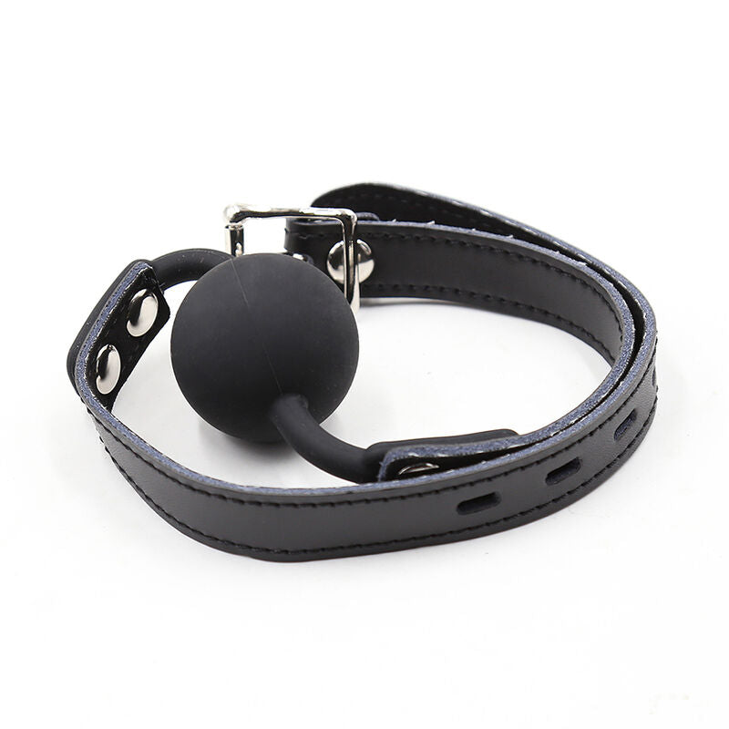 OHMAMA FETISH - SILICONE BALL GAG WITH LEATHER BELT (PADLOCK INCLUDED) OHMAMA FETISH