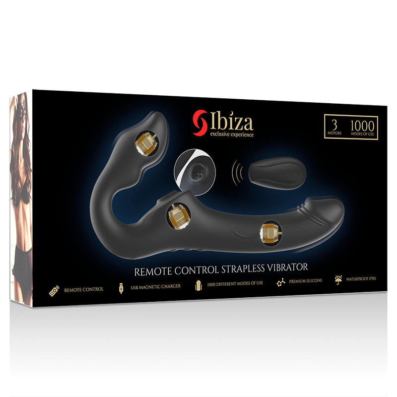 IBIZA - REMOTE CONTROL STRAPLESS VIBRATOR 3 MOTORS 1000 COMBINATIONS. IBIZA TECHNOLOGY
