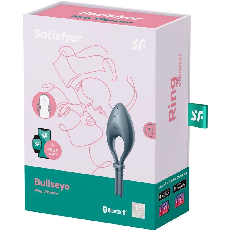 SATISFYER - BULLSEYE RING VIBRATOR APP GREY - ToysByMonk