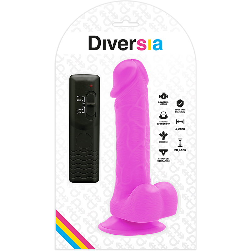DIVERSIA - FLEXIBLE VIBRATING DILDO PURPLE 20.5 CM -O- 4.2 CM DIVERSIA