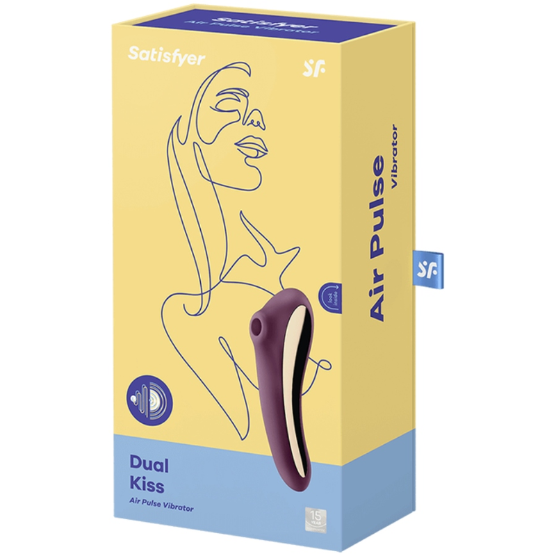 SATISFYER - DUAL KISS AIR PULSE VIBRATOR WINE RED - ToysByMonk