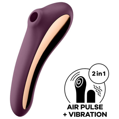 SATISFYER - DUAL KISS AIR PULSE VIBRATOR WINE RED - ToysByMonk