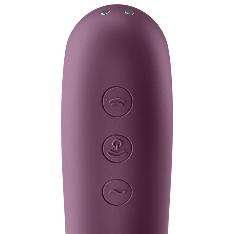 SATISFYER - DUAL KISS AIR PULSE VIBRATOR WINE RED - ToysByMonk