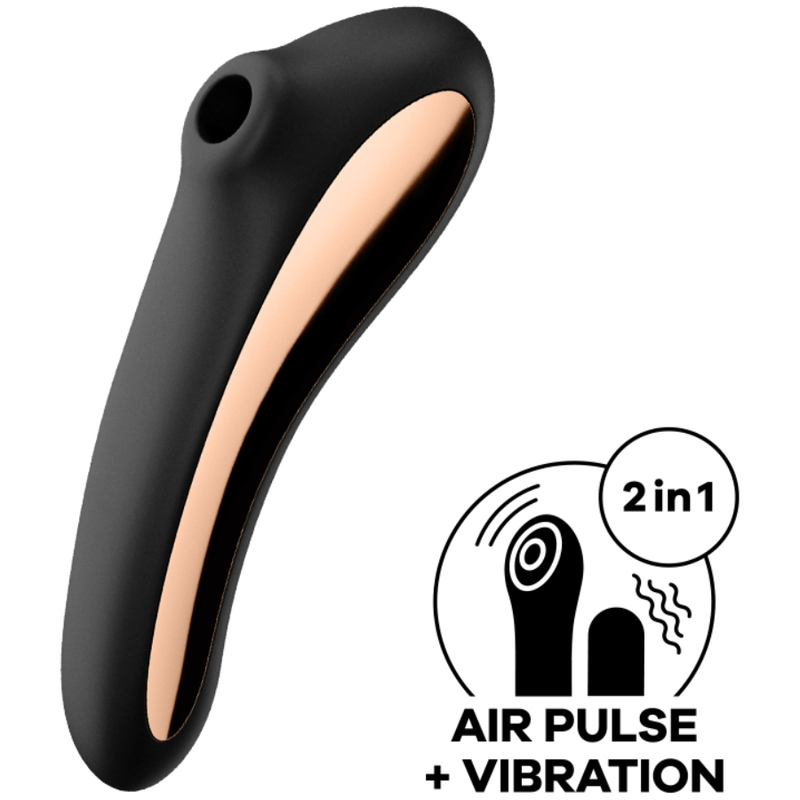 SATISFYER - DUAL KISS AIR PULSE VIBRATOR BLACK - ToysByMonk