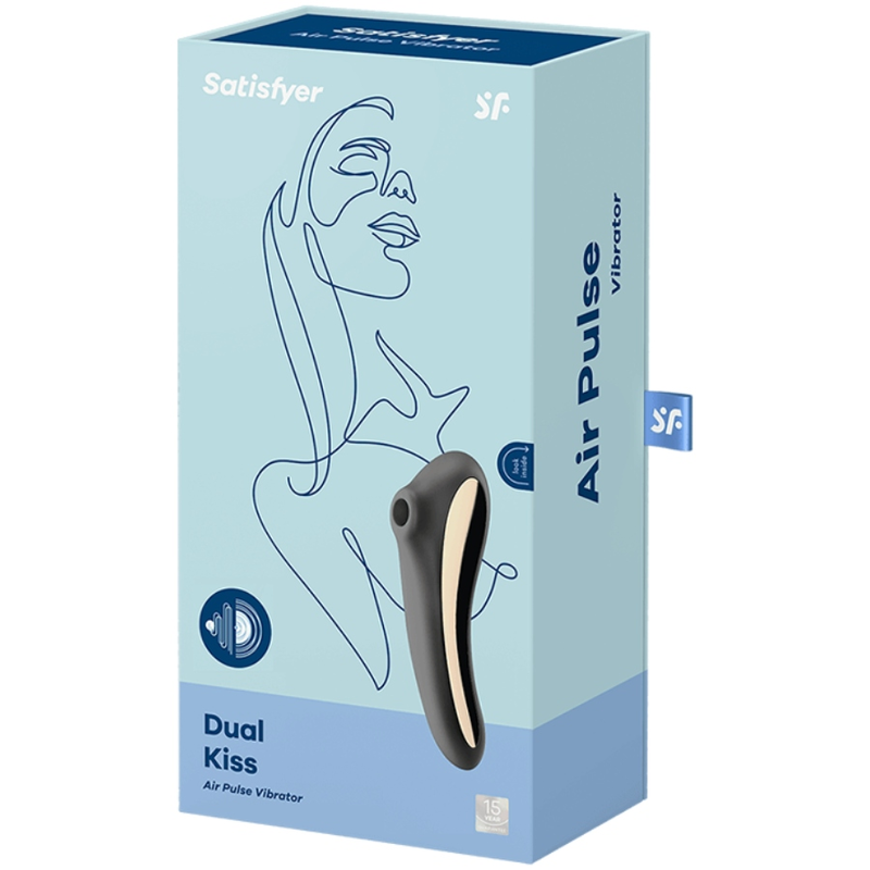 SATISFYER - DUAL KISS AIR PULSE VIBRATOR BLACK - ToysByMonk