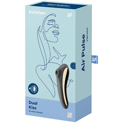 SATISFYER - DUAL KISS AIR PULSE VIBRATOR BLACK - ToysByMonk