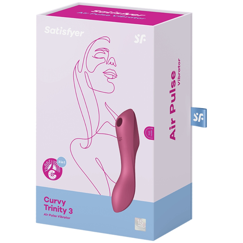 SATISFYER - CURVY TRINITY 3 AIR PULSE VIBRATOR RED - ToysByMonk
