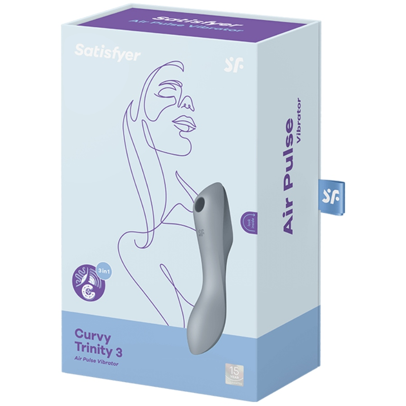 SATISFYER - CURVY TRINITY 3 AIR PULSE VIBRATOR GREY - ToysByMonk