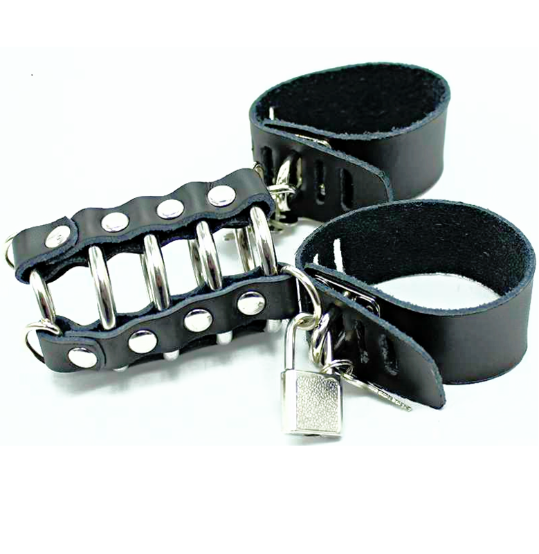 OHMAMA FETISH - PENIS CAGE WITH METAL RINGS AND LEATHER STRAPS - ToysByMonk