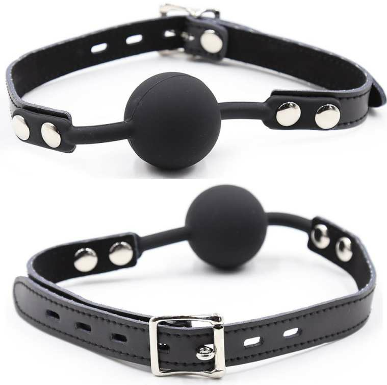 OHMAMA FETISH - SILICONE BALL GAG WITH LEATHER BELT (PADLOCK INCLUDED) - ToysByMonk