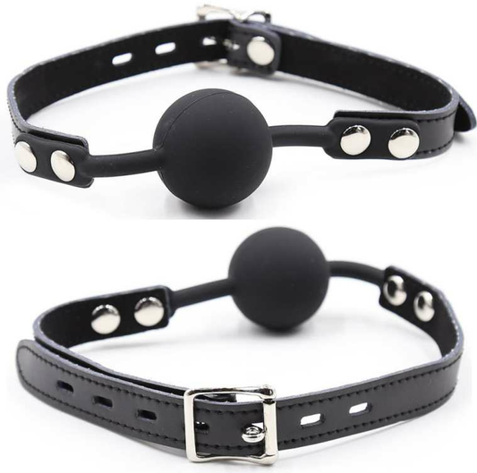 OHMAMA FETISH - SILICONE BALL GAG WITH LEATHER BELT (PADLOCK INCLUDED) - ToysByMonk