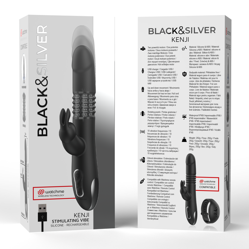 BLACK&SILVER - KENJI STIMULATING VIBE COMPATIBLE WITH WATCHME WIRELESS TECHNOLOGY - ToysByMonk