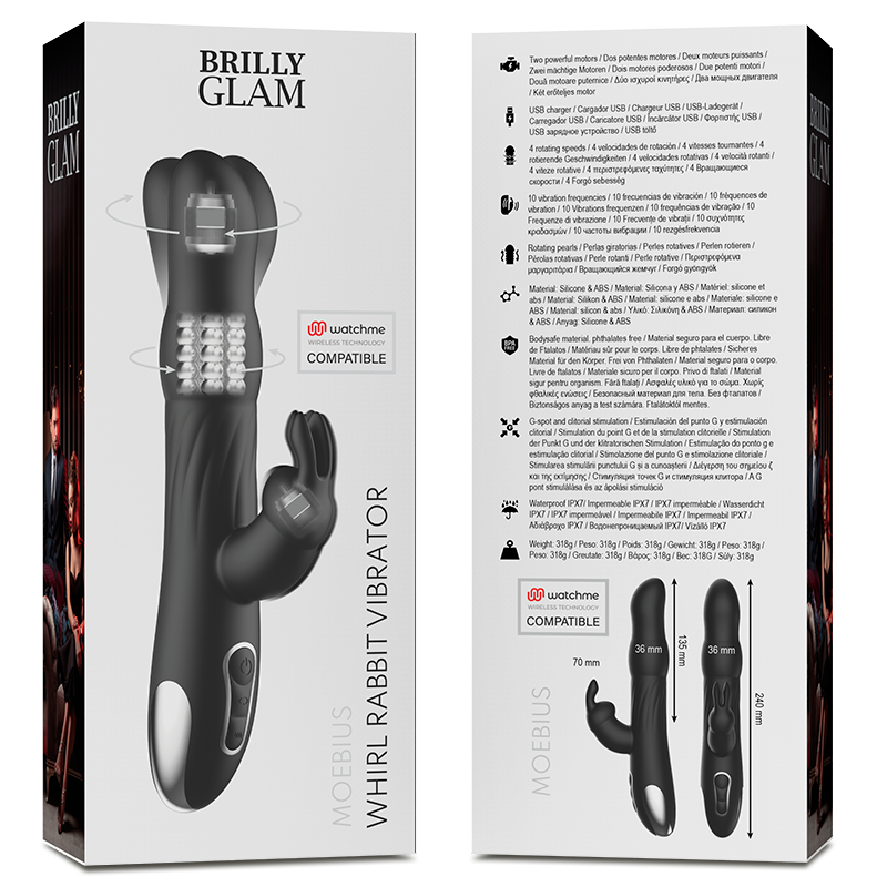 BRILLY GLAM- MOEBIUS RABBIT VIBRATOR & ROTATOR COMPATIBLE WITH WATCHME WIRELESS TECHNOLOGY - ToysByMonk