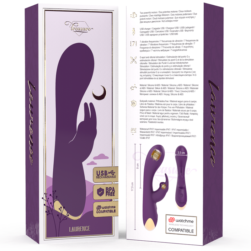 TREASURE - LAURENCE RABBIT VIBRATOR WATCHME WIRELESS TECHNOLOGY COMPATIBLE - ToysByMonk