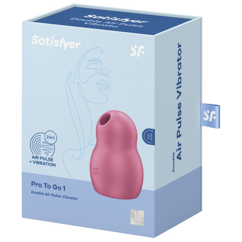 SATISFYER - PRO TO GO 1 DOUBLE AIR PULSE STIMULATOR & VIBRATOR RED - ToysByMonk