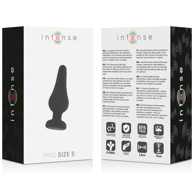 INTENSE - ANAL PLUG PIPO S BLACK SILICONE 9.8 CM INTENSE ANAL TOYS