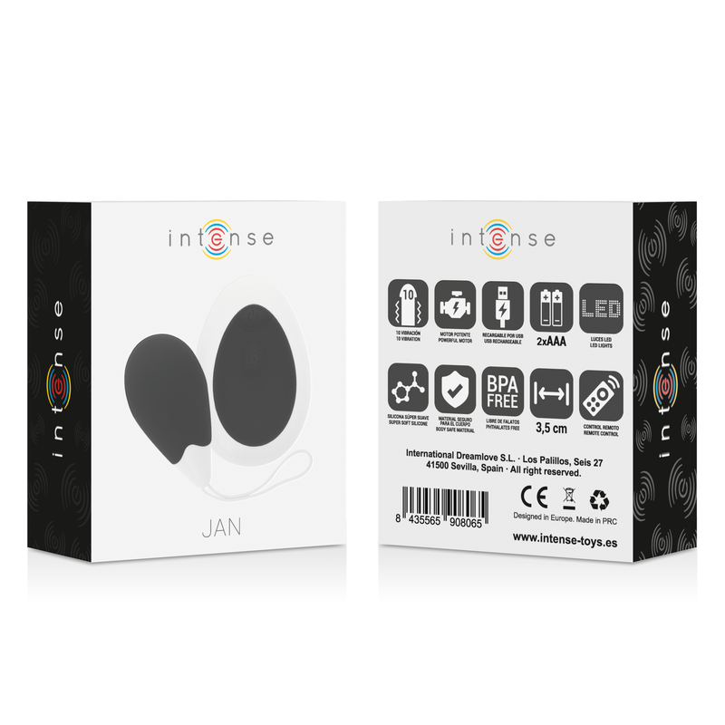 INTENSE - JAN VIBRATING EGG REMOTE CONTROL BLACK INTENSE COUPLES TOYS