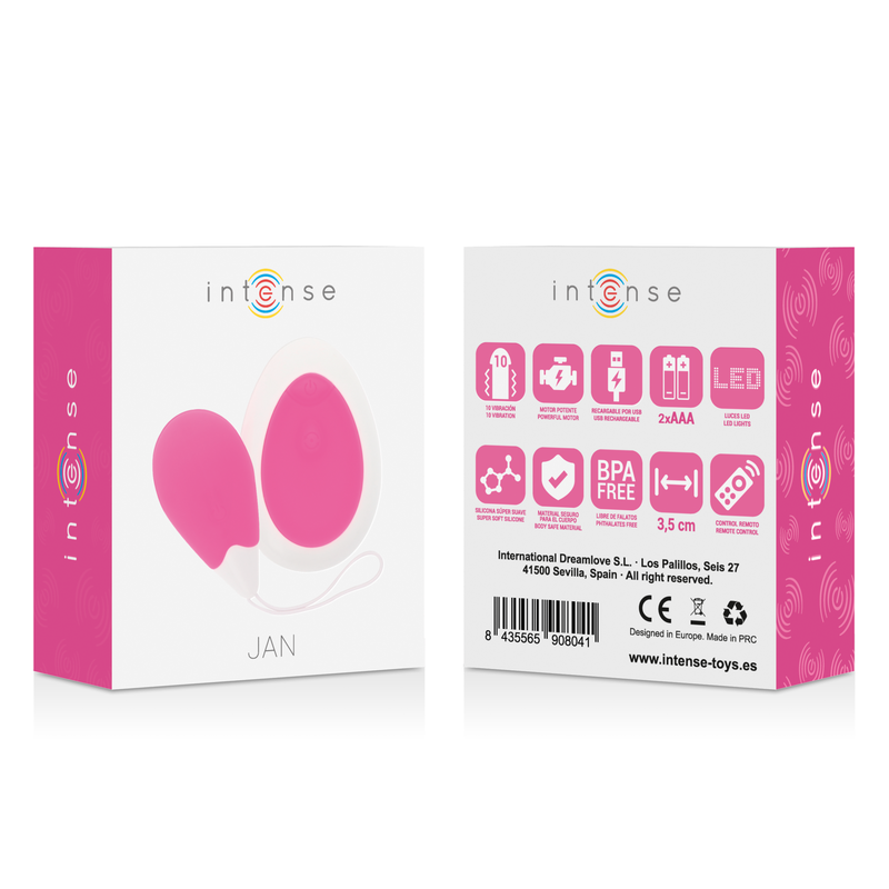 INTENSE - JAN EGG VIBRATOR REMOTE CONTROL PINK INTENSE COUPLES TOYS