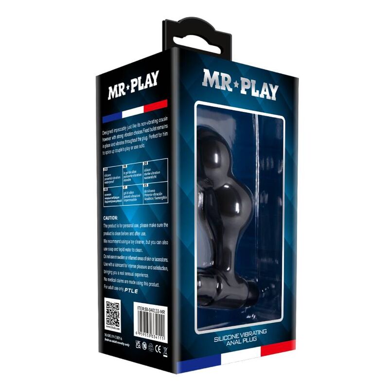 MR PLAY - BLACK SILICONE VIBRATOR ANAL PLUG MR PLAY