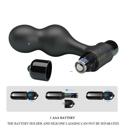 MR PLAY - BLACK SILICONE VIBRATOR ANAL PLUG MR PLAY