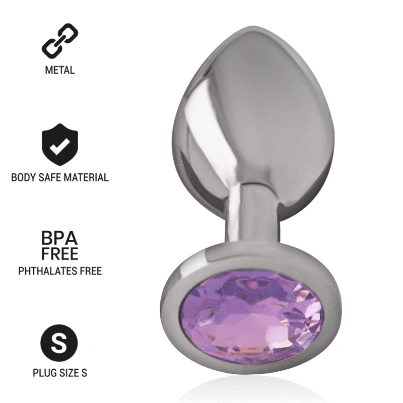 INTENSE - ALUMINUM METAL ANAL PLUG WITH VIOLET CRYSTAL SIZE S INTENSE ANAL TOYS