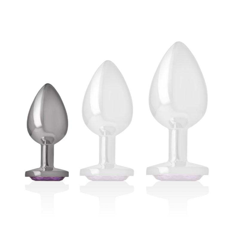 INTENSE - ALUMINUM METAL ANAL PLUG WITH VIOLET CRYSTAL SIZE S INTENSE ANAL TOYS