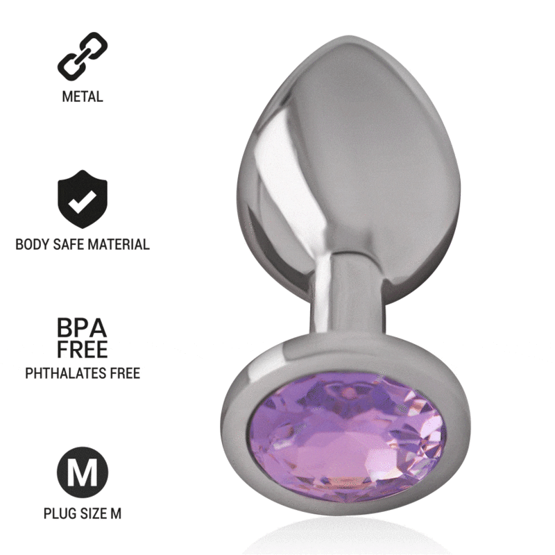 INTENSE - ALUMINUM METAL ANAL PLUG WITH VIOLET CRYSTAL SIZE M INTENSE ANAL TOYS