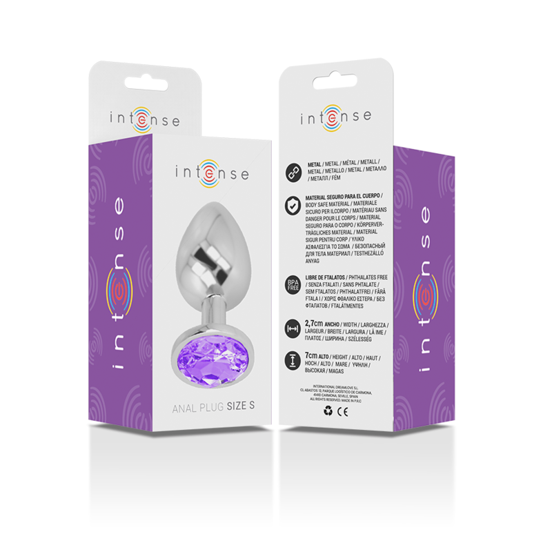 INTENSE - ALUMINUM METAL ANAL PLUG WITH VIOLET CRYSTAL SIZE S INTENSE ANAL TOYS