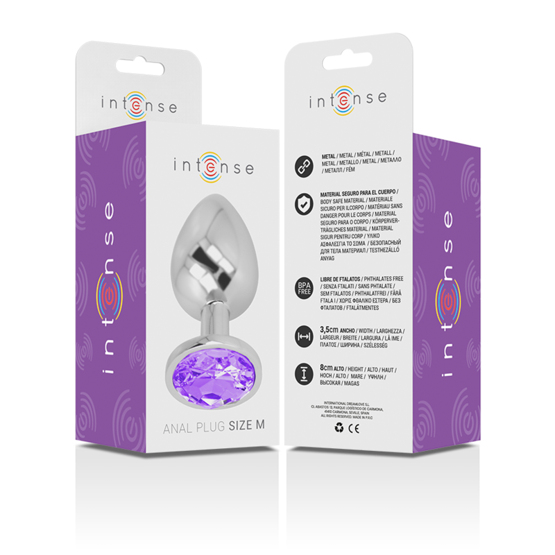 INTENSE - ALUMINUM METAL ANAL PLUG WITH VIOLET CRYSTAL SIZE M INTENSE ANAL TOYS